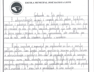 Alunos dos 5º anos fizeram redação com o tema “Cidadania e os Três Poderes”